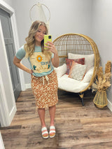 CLAY ABSTRACT LEOPARD DRAWSTRING SKIRT