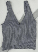 GREY RIBBED BRAMI CROP TANK