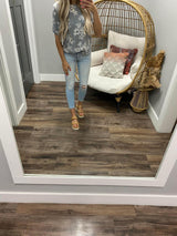GREY BOHO FLORAL BLOUSE
