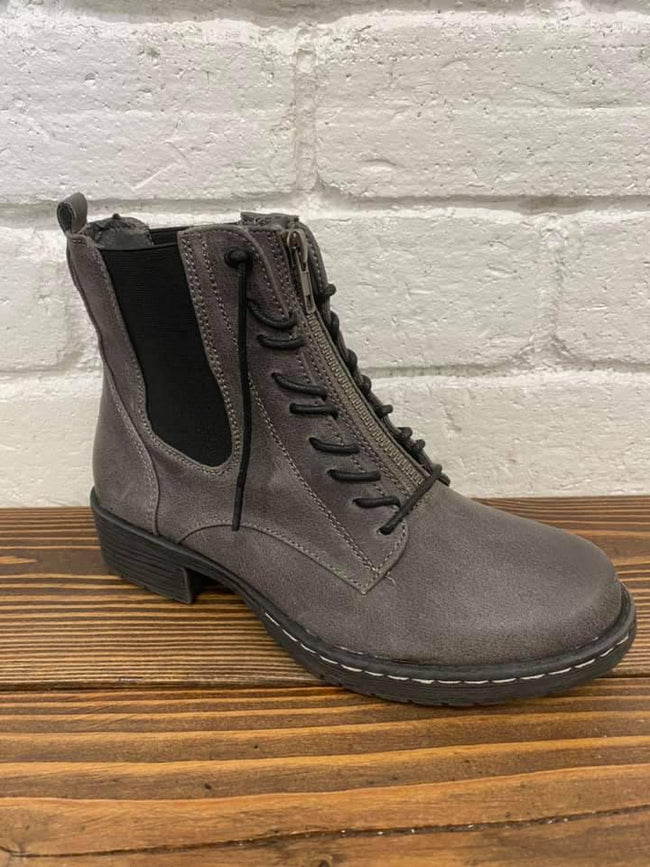 CHARCOAL LACE UP BOOTIE