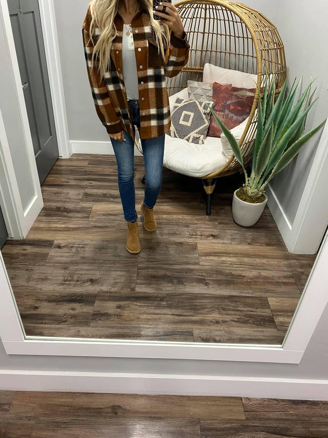 COPPER PLAID SNAP SHACKET