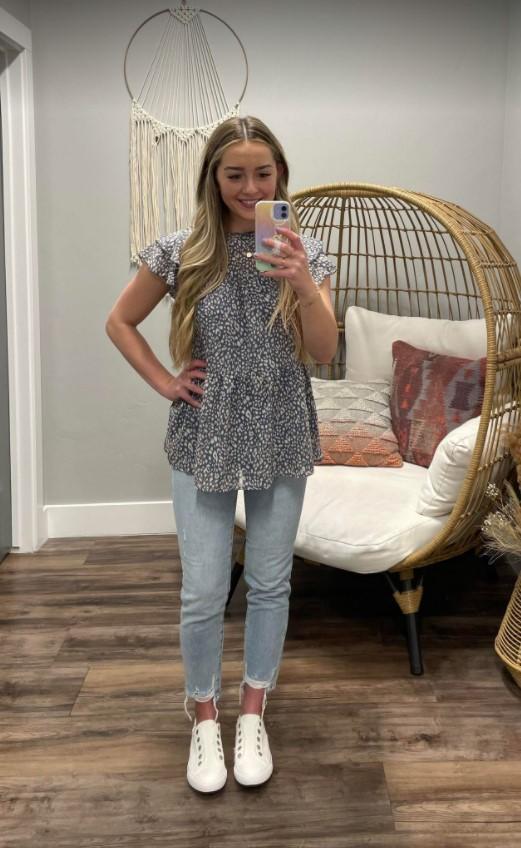 SLATE ANIMAL PRINTED BLOUSE