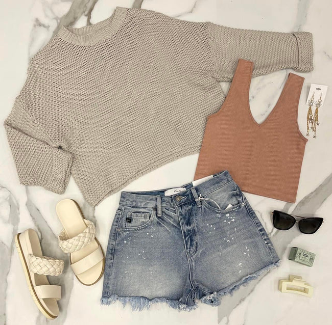 SAIL GREY CHUNKY SWEATER TOP