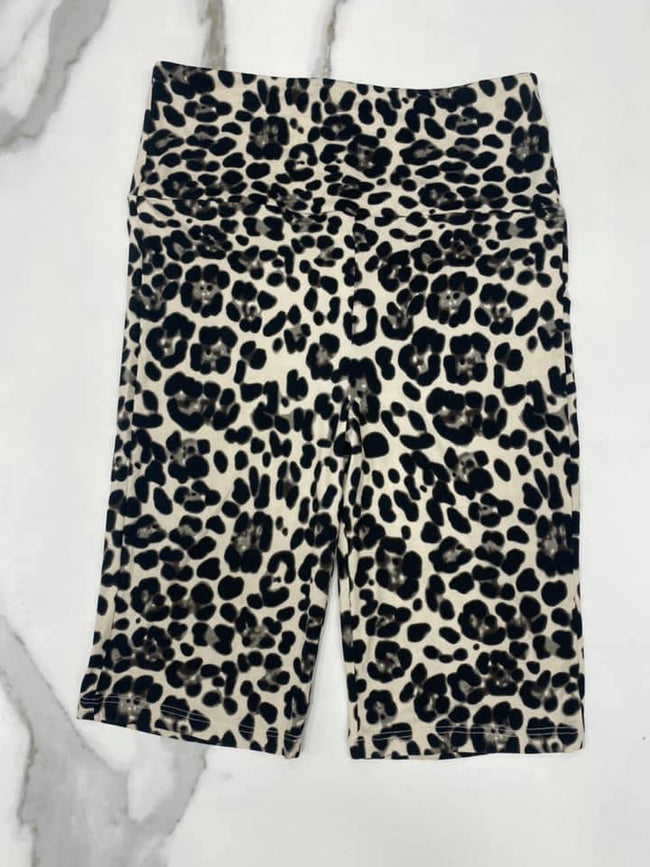 NATURAL ANIMAL PRINT BIKER SHORTS