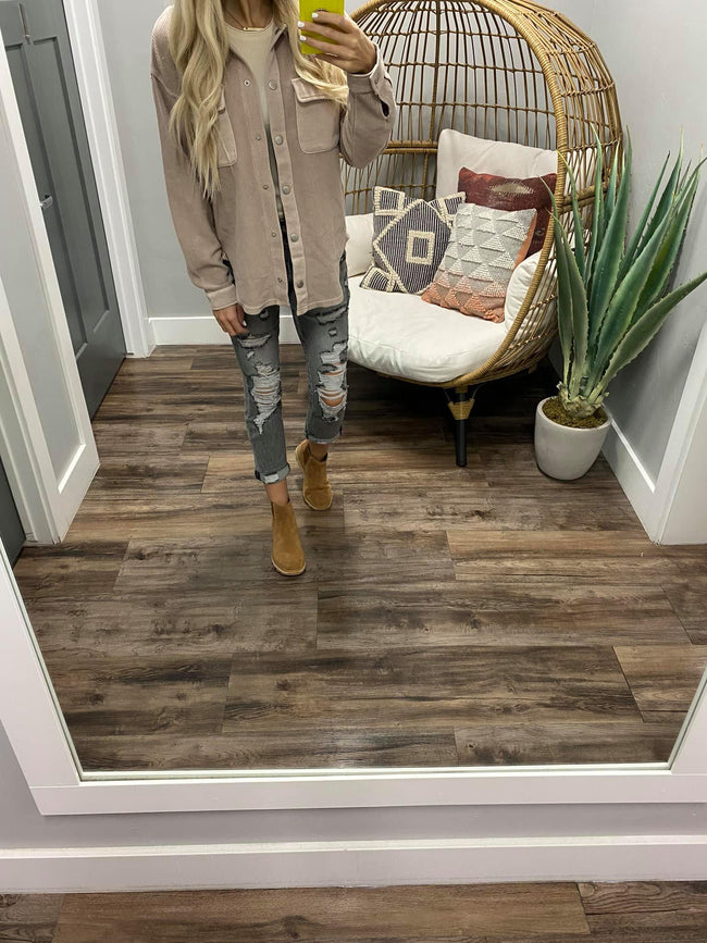 ROSE DUSK RIBBED SHACKET