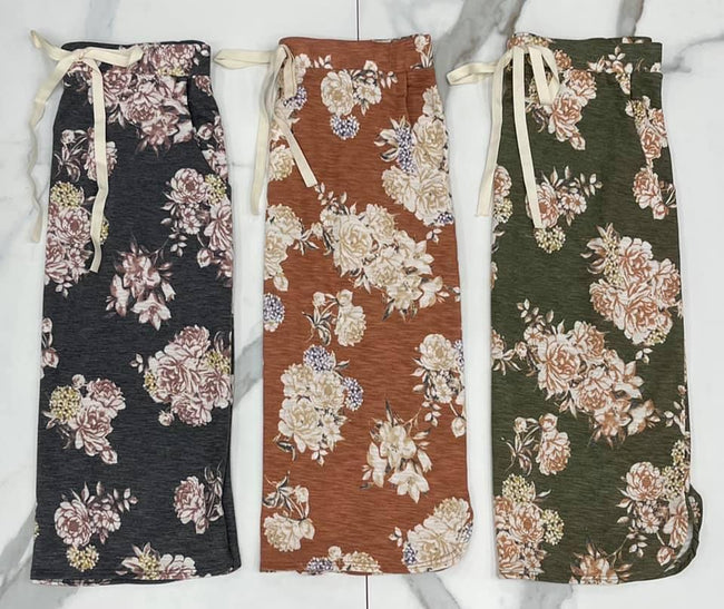 VINTAGE CHARCOAL FLORAL DRAWSTRING SKIRT