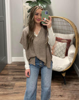 TALK TO ME TAUPE OVERSIZED SWEATER TANK