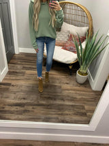 DREAM KNIT SAGE HOODED SWEATER TOP
