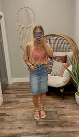 PERFECT KNEE LENGTH DENIM SKIRT