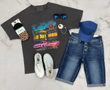 CHARCOAL OVERSIZED DRIVE IN GRAPHIC TEE
