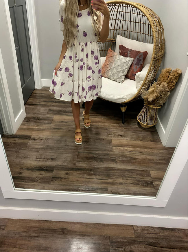 IVORY AND LAVENDER FLORAL DRESS