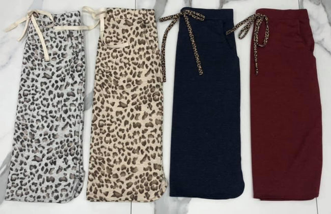 NAVY LEOPARD DRAWSTRING SKIRT