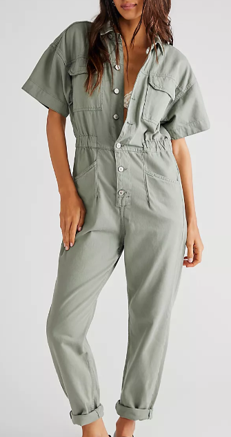 WASHED OLIVE FREE PEOPLE MARCI JUMPSUIT