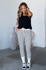 WHITE AND BLACK NEW AND IMPROVED TRIPLE STRETCH JOGGER