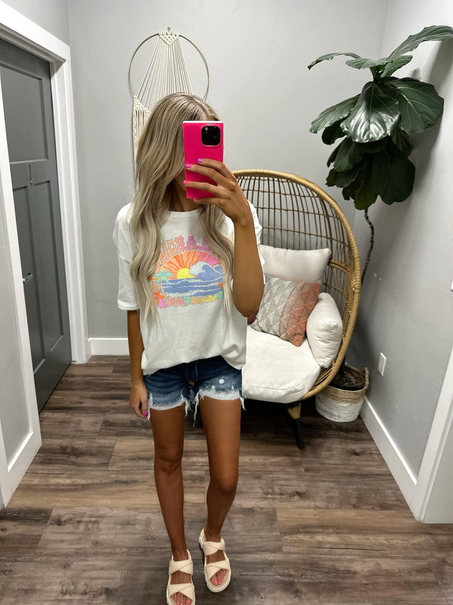 SET ME FREE DARK WASH SHORTS