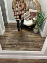 BRICK AND CREAM SHERPA LINED PLAID SHACKET