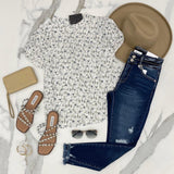 IVORY AND BLUE RUFFLE BLOUSE