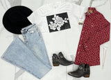 IVORY DISTRESSED ROSE TEE