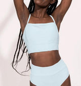 TEXTURED SEAFOAM SURF SWIM CROP