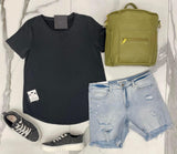 WASHED BLACK MODAL ROUND NECK BASIC TEE