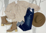 NATURAL LEOPARD GOLD FOIL BLOUSE