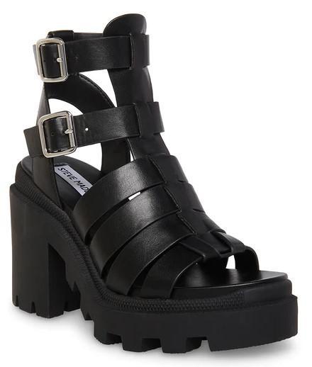 STEVE MADDEN COSMIC PLATFORM SANDALS BLACK