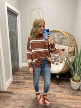 RUST STRIPE SWEATER TOP