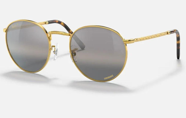 Ray-Ban New Round Legend Gold Frame Polarized Gradient Dark Grey Lens