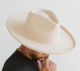 TWO ROADS HAT CO FIVE POINTS WIDE BRIM FEDORA HAT – BUCKSKIN