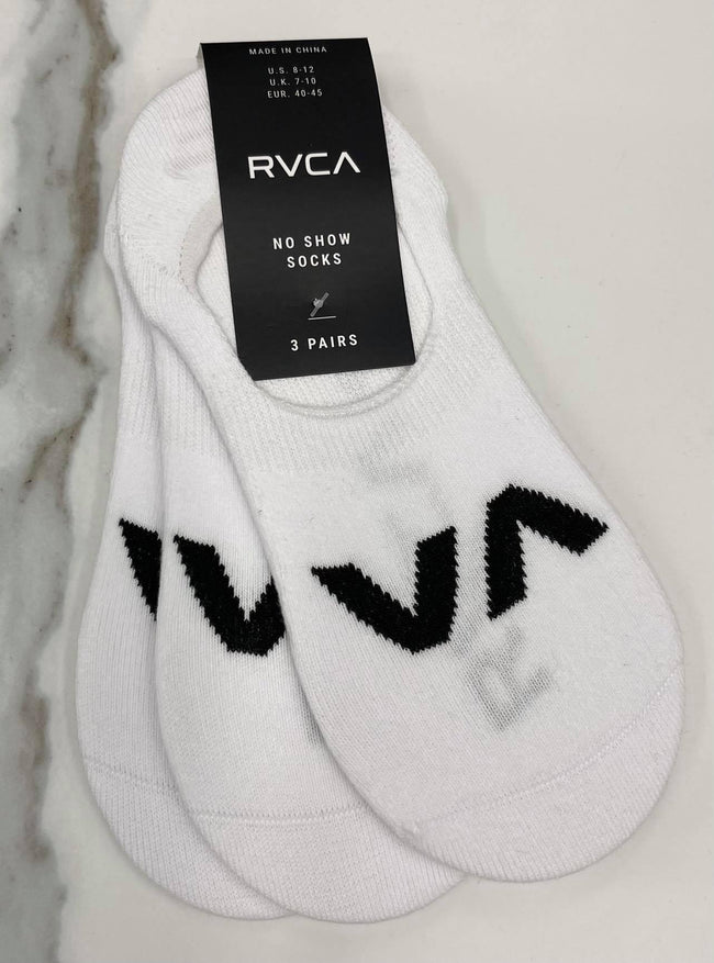 WHITE RVCA 3 PACK NO SHOW SOCKS