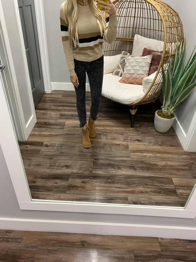 NEUTRAL COLORBLOCK STRIPE SWEATER TOP