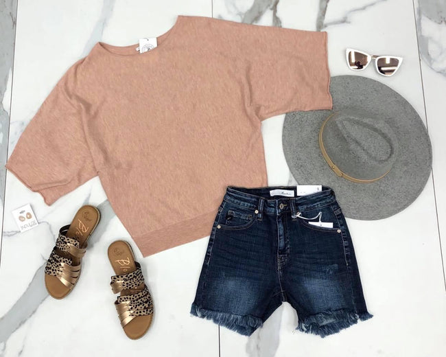 BLUSH DOLMAN SWEATER TOP