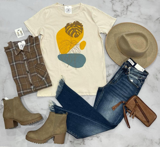 CREAM ABSTRACT TEE