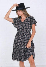 FINLEY MOODY BLACK FLORAL DRESS