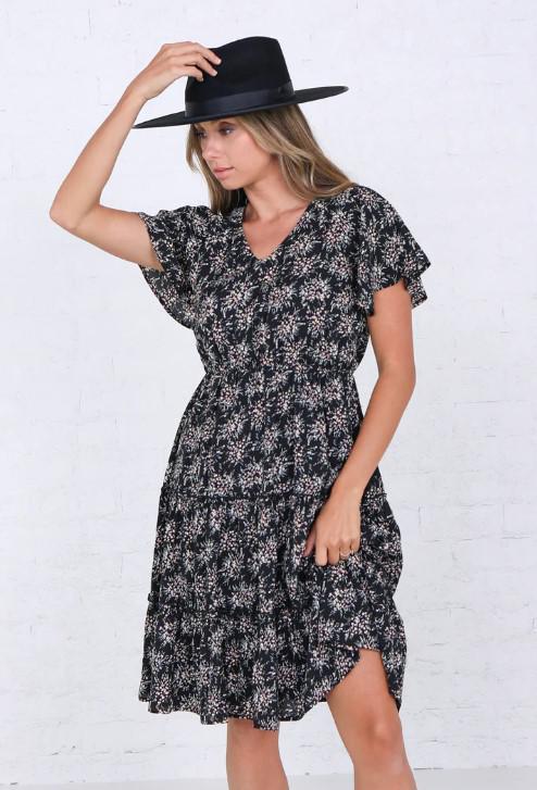 FINLEY MOODY BLACK FLORAL DRESS