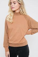 BROWN RIBBED WOVEN TOP