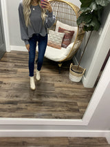 KYRA SLATE BLUE RIBBED SWEATER TOP