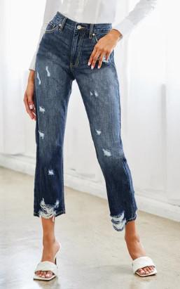 TREV HIGH RISE STRAIGHT LEG DISTRESSED DENIM