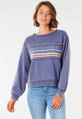 VINTAGE NAVY TIKI STRIPE RIP CURL CREW