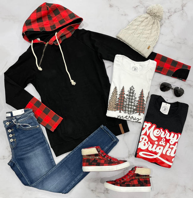 PLAID AND LEOPARD CHRISTMAS TREE TEE