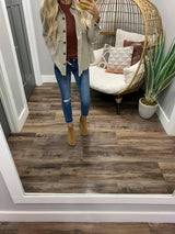 STONE CORDED BUTTON UP PEPLUM TOP