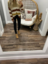 CAMEL RUST CREAM COLORBLOCK KNIT SWEATER