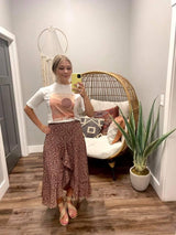 MAHAGONY FLORAL RUFFLE SKIRT