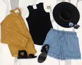 MUSTARD CORDED SHACKET TOP