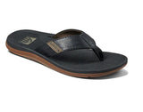 MENS REEF BLACK SANTA ANA LEATHER FLIP FLOPS