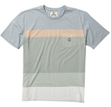 MENS VISSLA HARBOR BLUE COLORBLOCK POCKET TEE