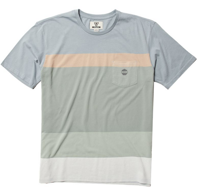 MENS VISSLA HARBOR BLUE COLORBLOCK POCKET TEE