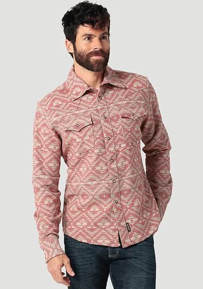 MENS WRANGLER RETRO AZTEC JACQUARD SNAP JACKET