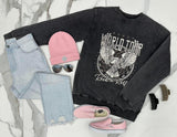 WASHED BLACK WORLD TOUR EAGLE CREW SWEATER