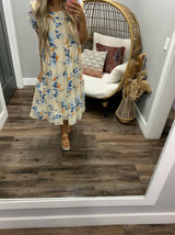 WATER COLOR FLORAL CREAM DRESS